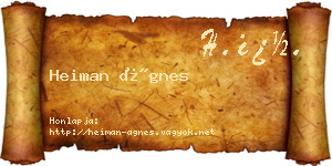 Heiman Ágnes névjegykártya